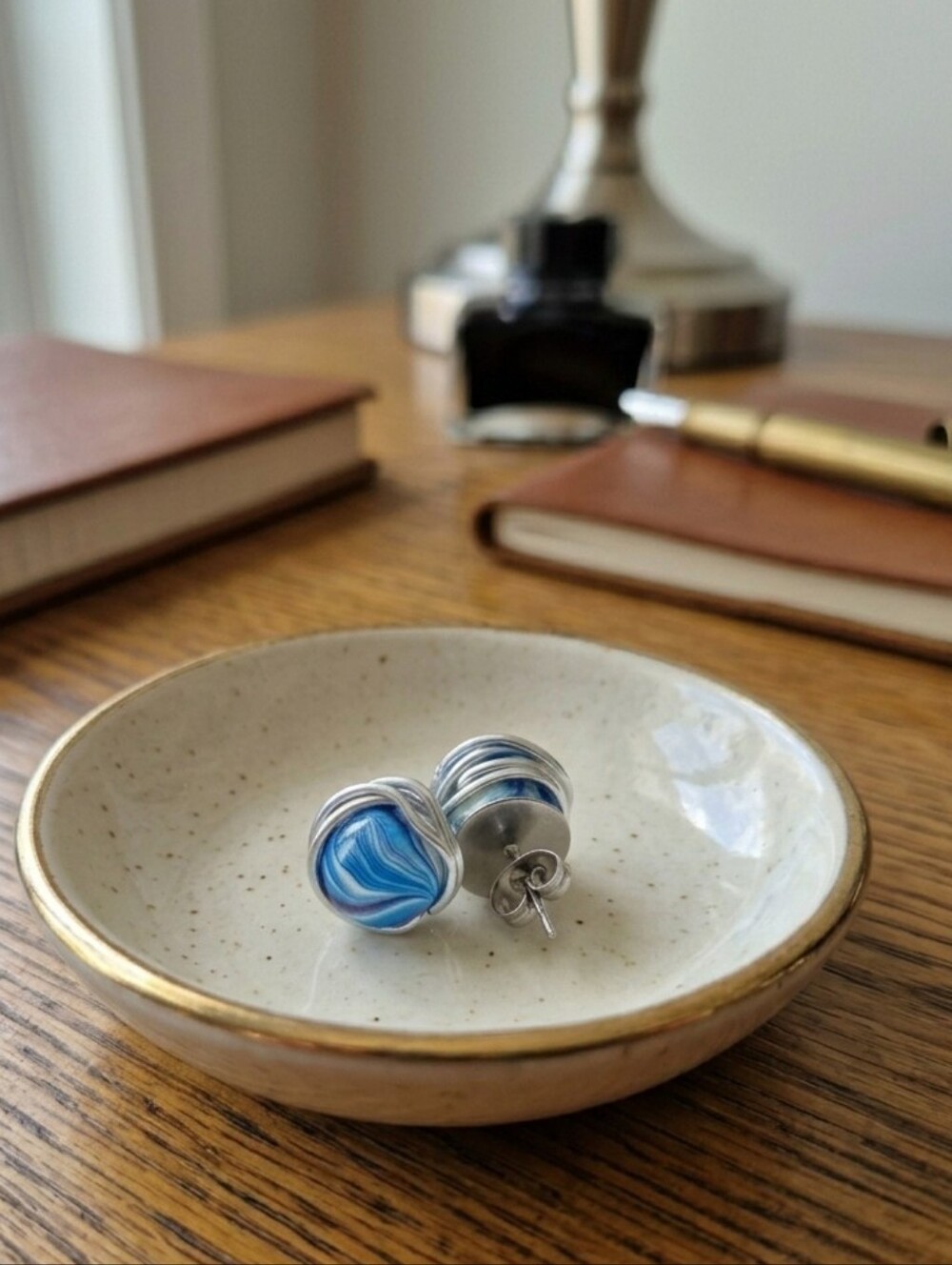 Handcrafted One Of A Kind Stud Wire Wrapped Earrings